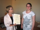 Вручение диплома "Двойной диплом" выпускнице специалитета Пименовой Екатерине